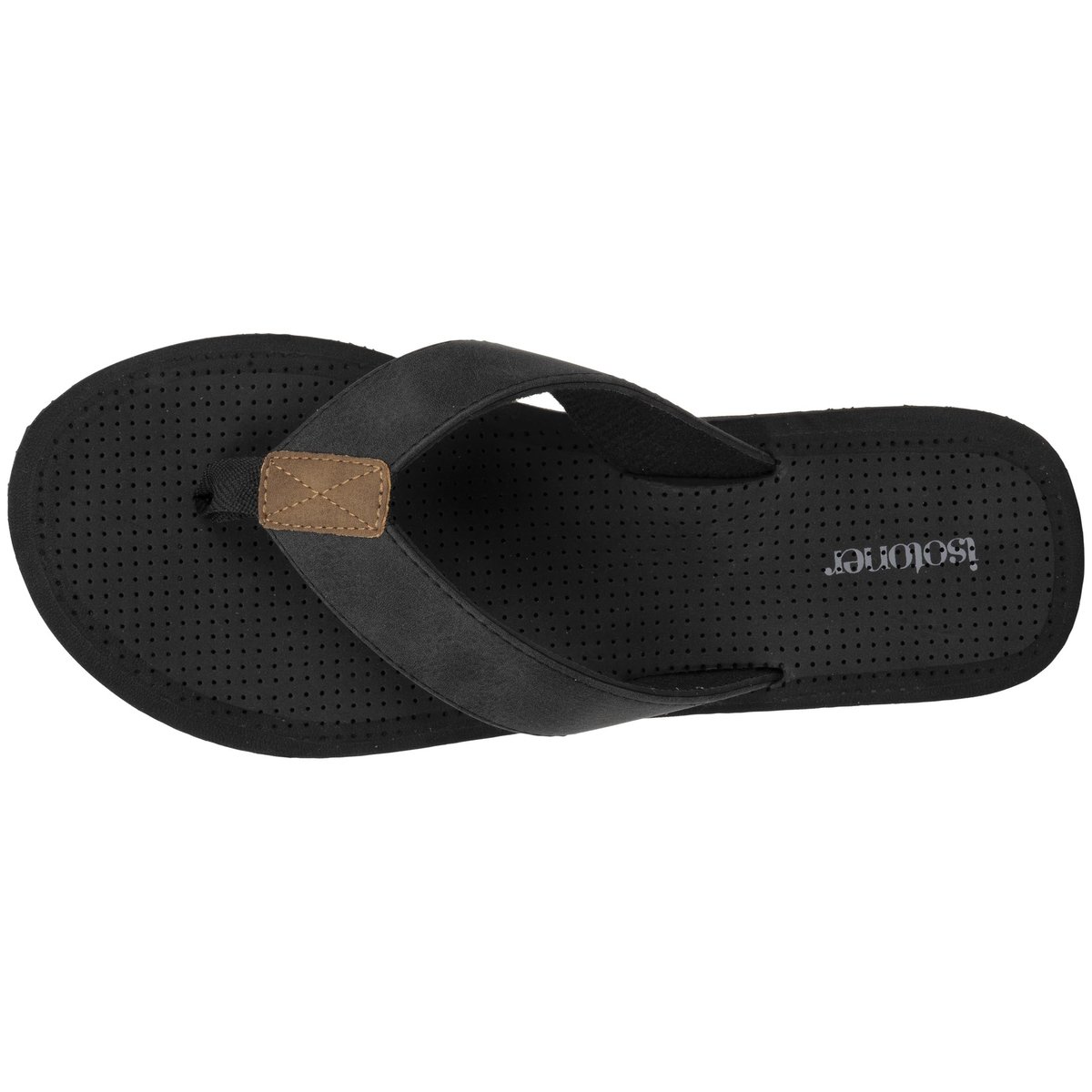 Tongs ultra confortables, tiges larges noir, ISOTONER