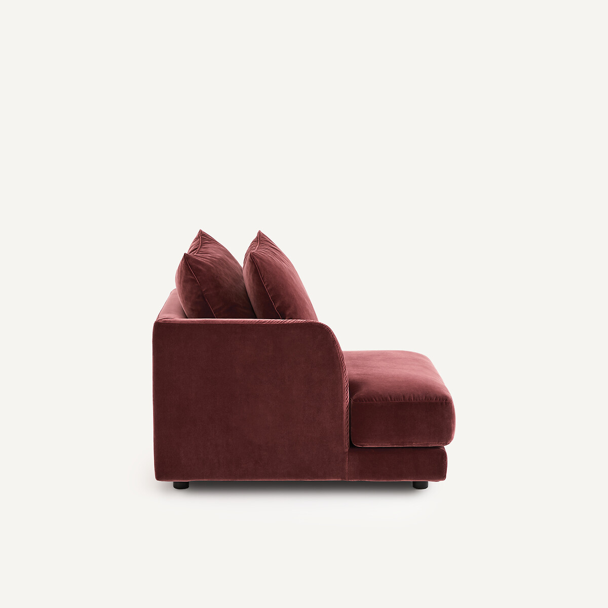 Demi-canapé gauche, modulable en velours, TIBERIO grenat, AM.PM