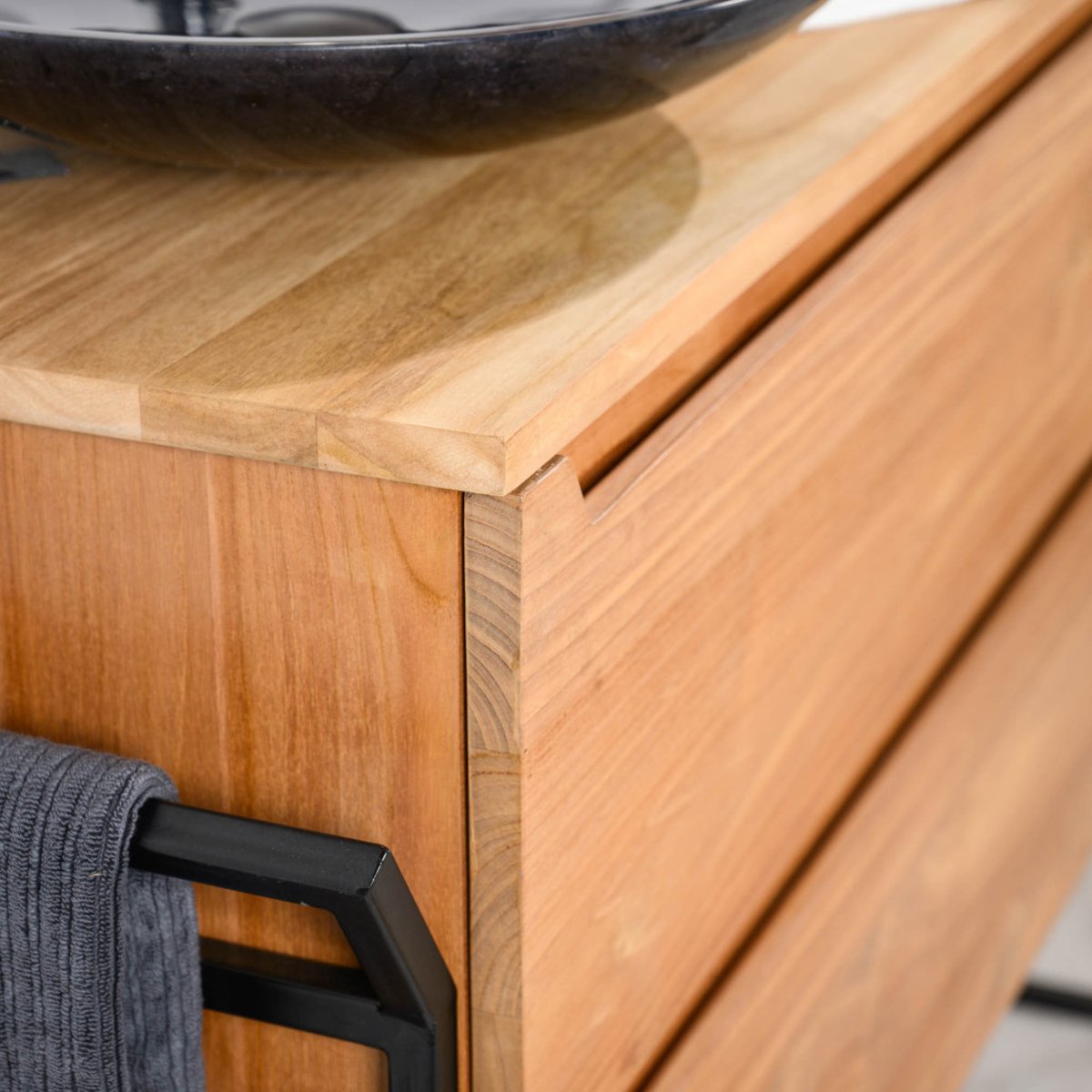 Meuble sous vasque en teck massif Vila 120cm naturel, WANDA COLLECTION
