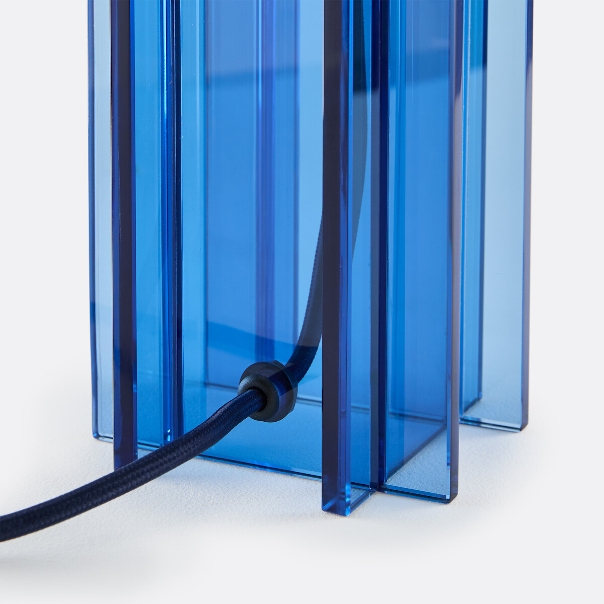 Bimo Table Lamp in Colourful Glass and Linen blue, LA REDOUTE INTERIEURS