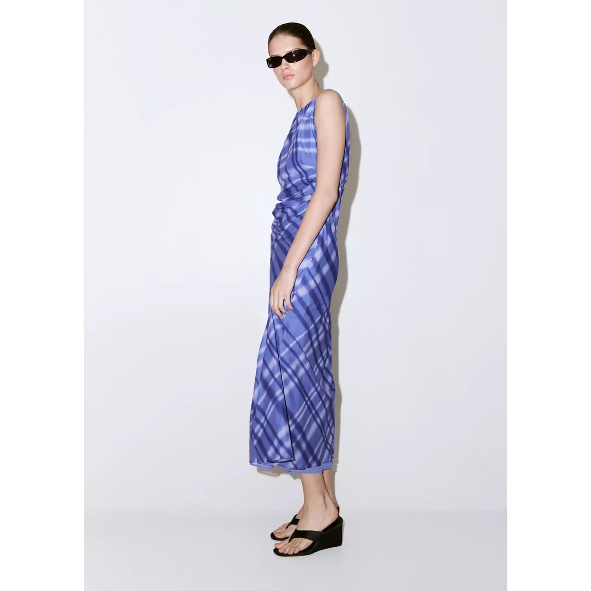 Robe 100 % coton imprimé bleu, MANGO