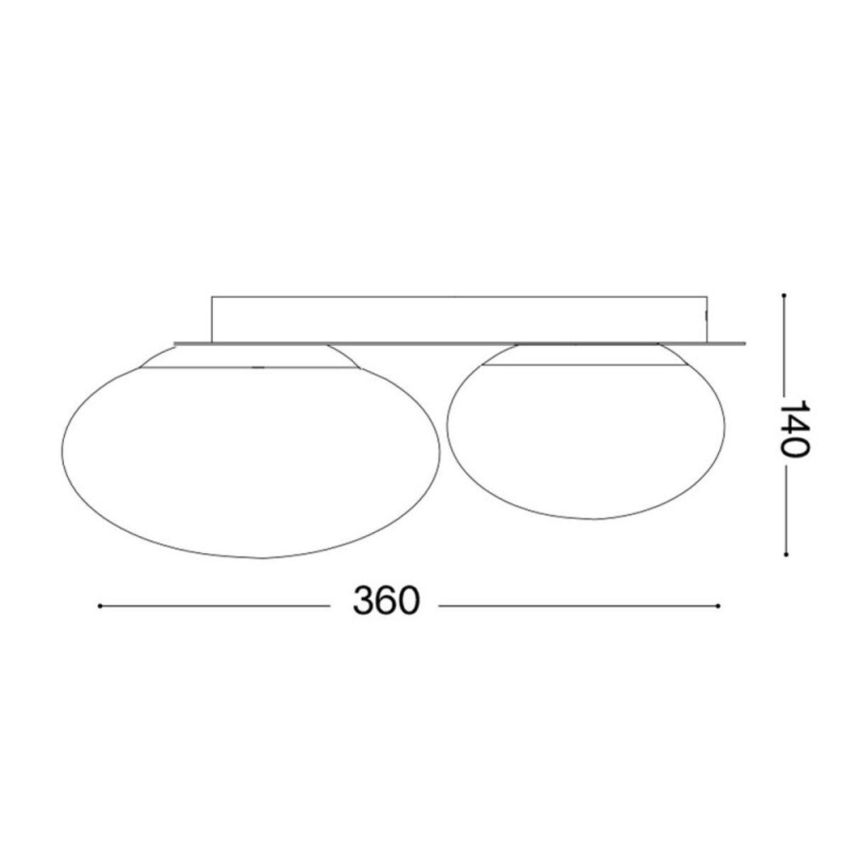 Plafonnier Ninfea En Laiton Et 2 Globes Verre doré, MILLUMINE