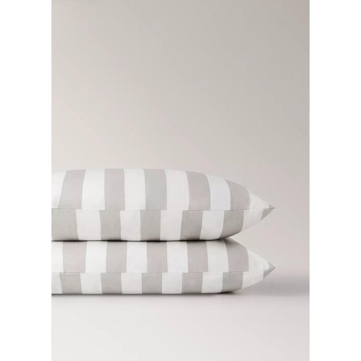 Deux taies d’oreiller coton imprimée rayures 50x75 cm sable, MANGO HOME