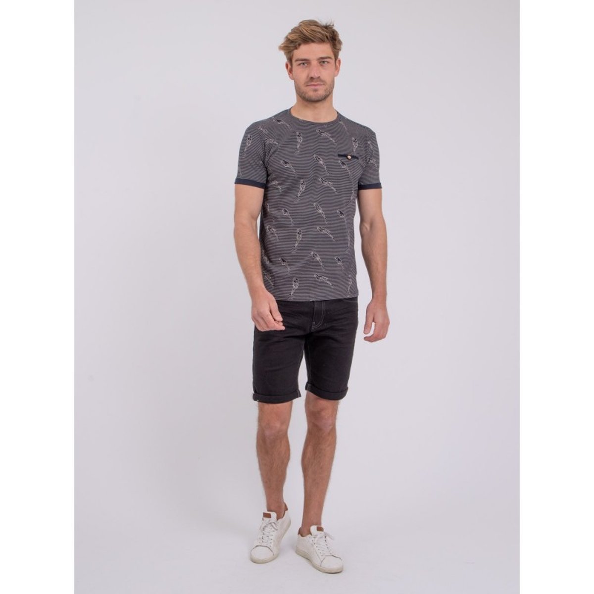 T-shirt Manches Courtes Col Rond Pur Coton Nomitax bleu marine, RITCHIE