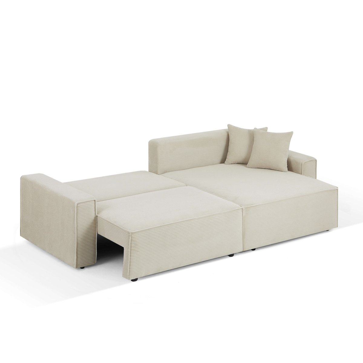 Canapé d'angle convertible velours ZOLA beige, BAÏTA