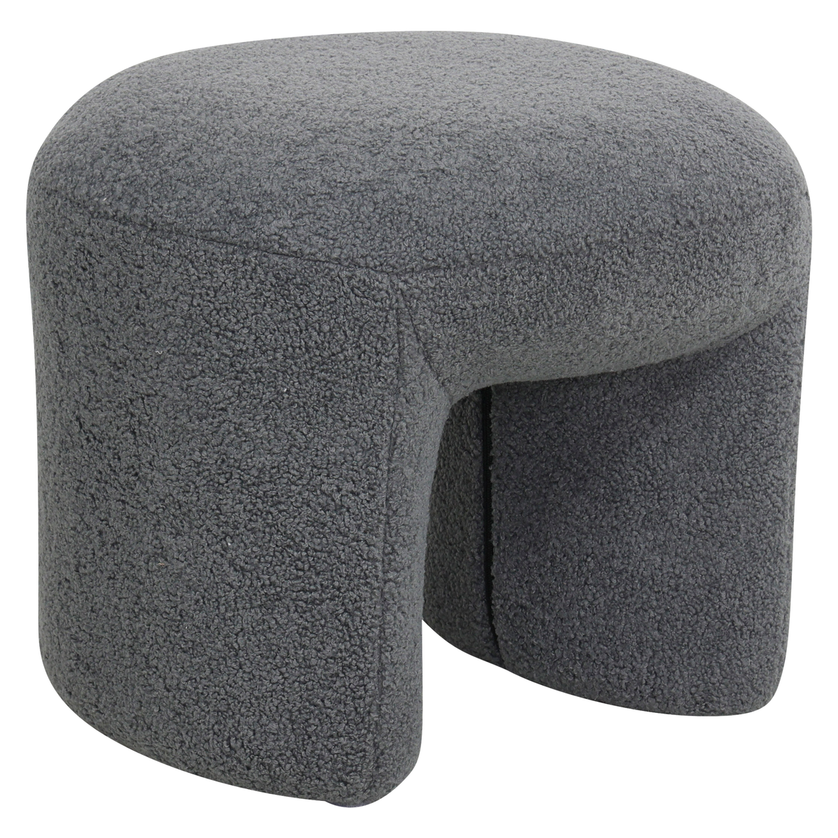 Pouf tissu effet laine bouclette gris bleu, ZAGO