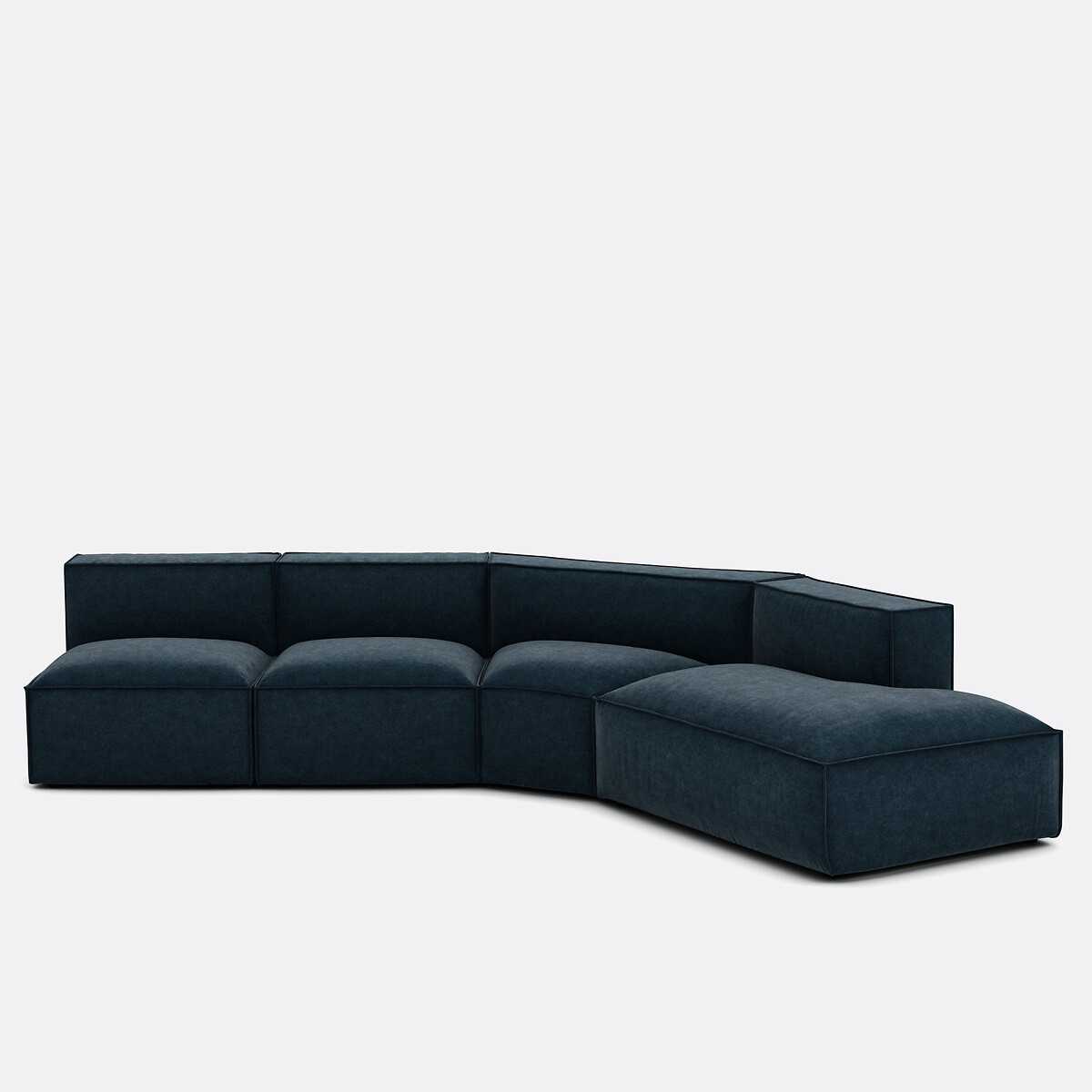 Elément d'angle ouvert pour canapé modulable, en velours texturé, SEVEN bleu de prusse, LA REDOUTE INTERIEURS