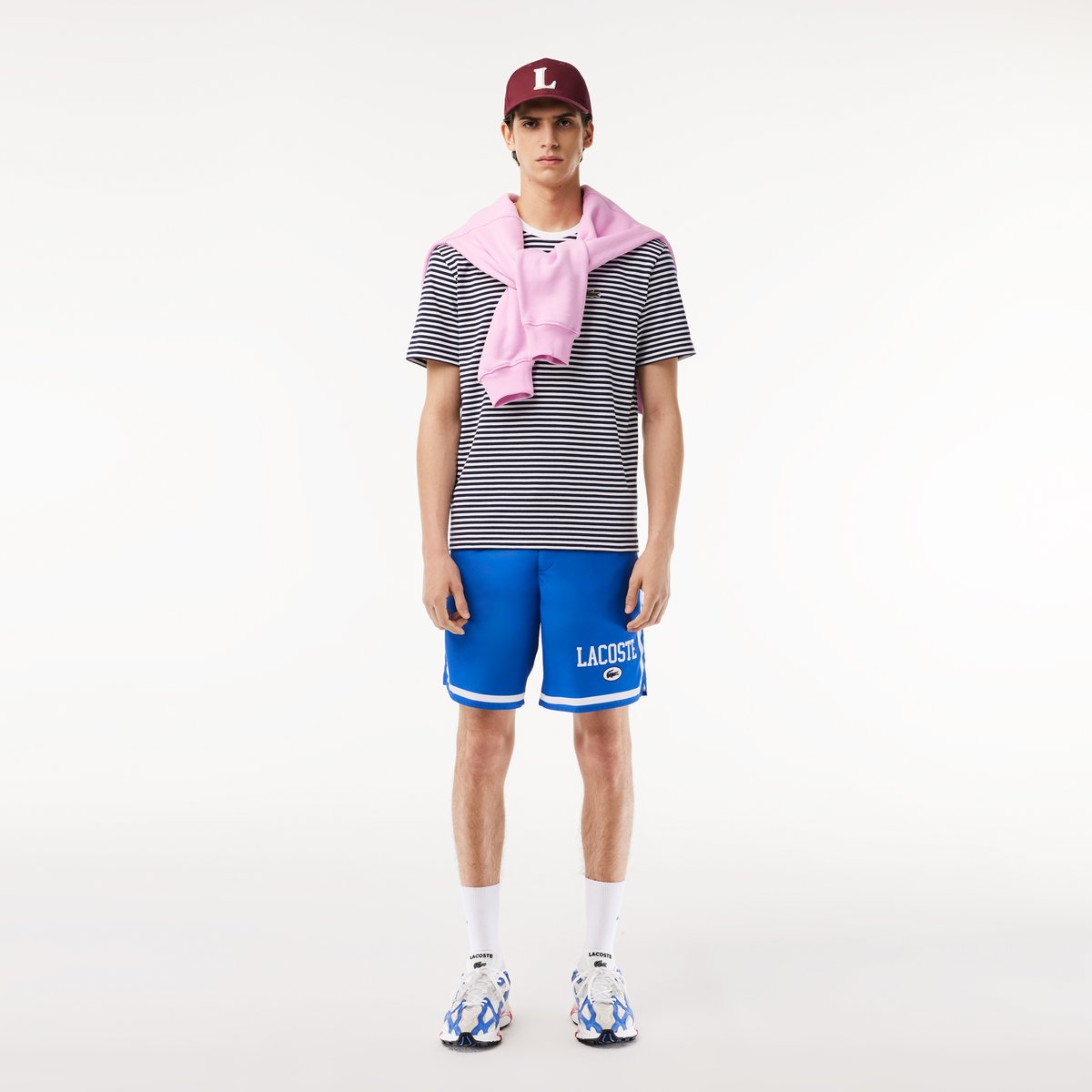T-shirt coton épais rayé blanc-522, LACOSTE