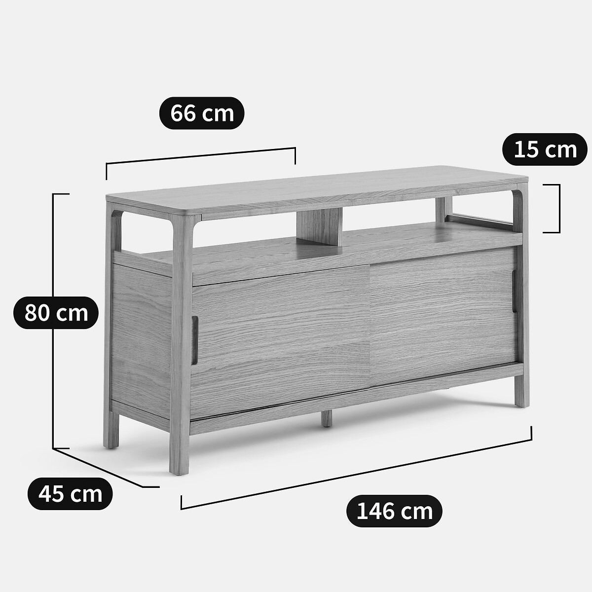 Móvel de lavatório duplo, largura 146 cm, TRESS folheado carvalho, LA REDOUTE INTERIEURS
