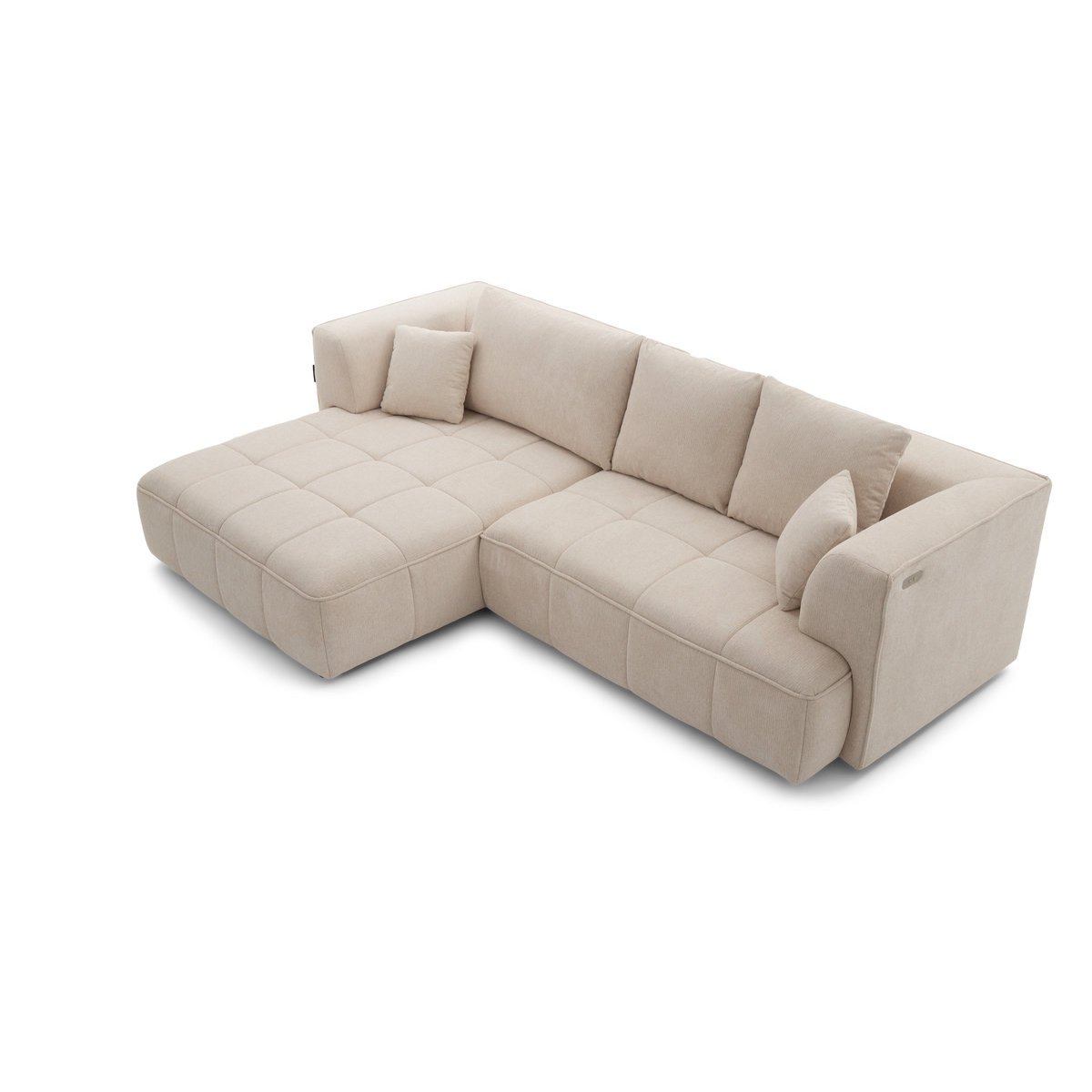 Canapé droit convertible 3 places en tissu lisse, CLOVIS beige, BOBOCHIC