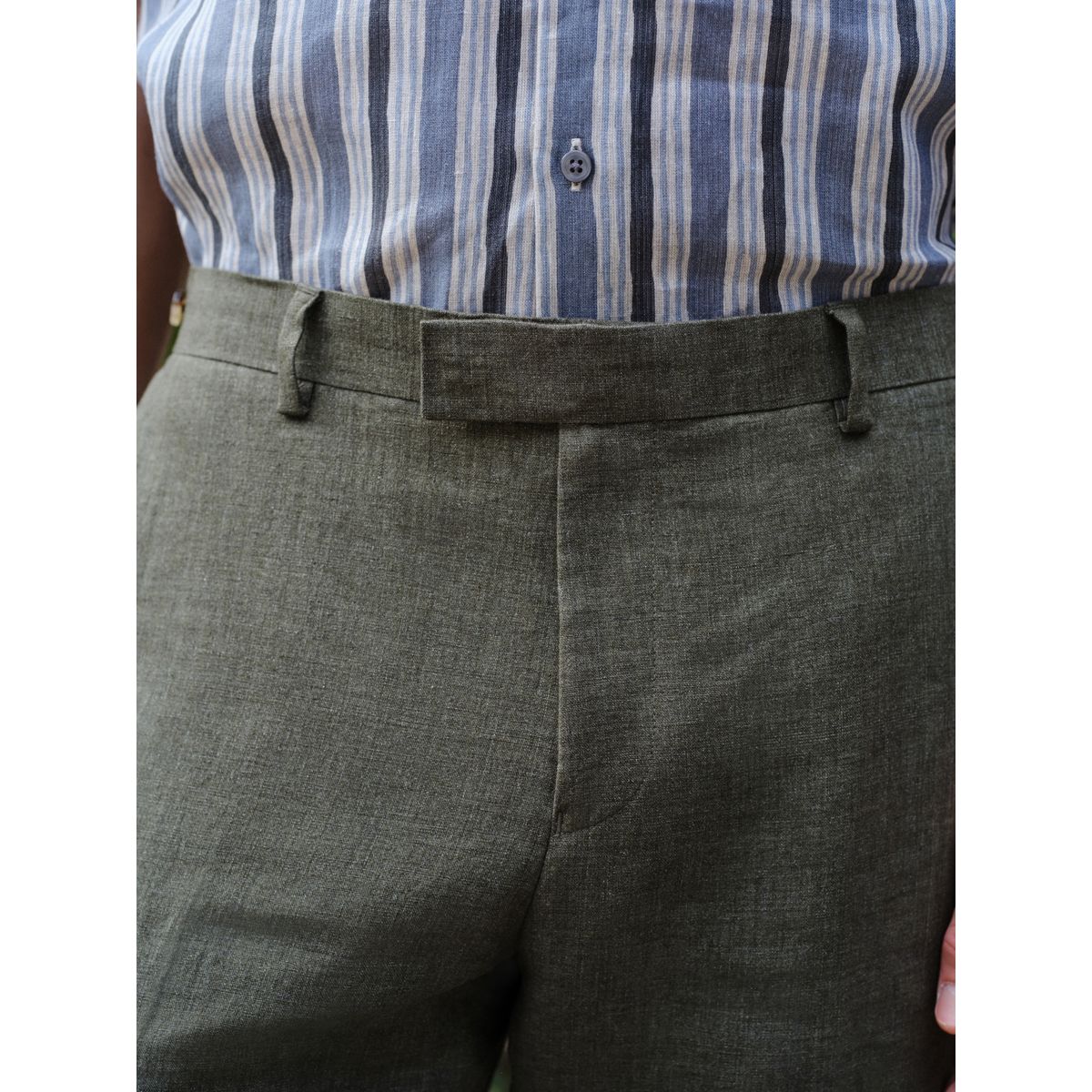 Pantalon de costume slim en lin italien signature vert, NEXT