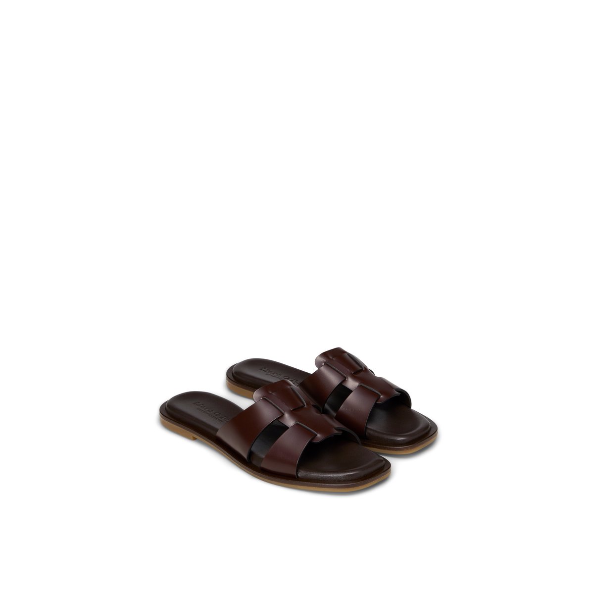 Mule modèle Marit en cuir de veau de haute qualité dunkelbraun, MARC O'POLO