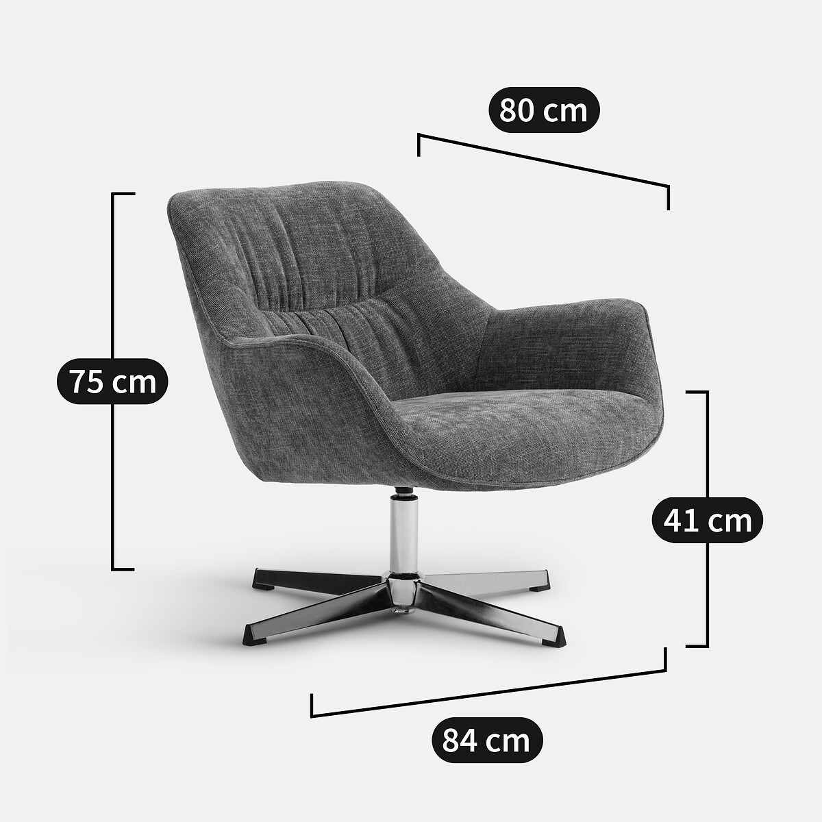 Fauteuil pivotant, tissu texturé, HEMMO kaki, LA REDOUTE INTERIEURS