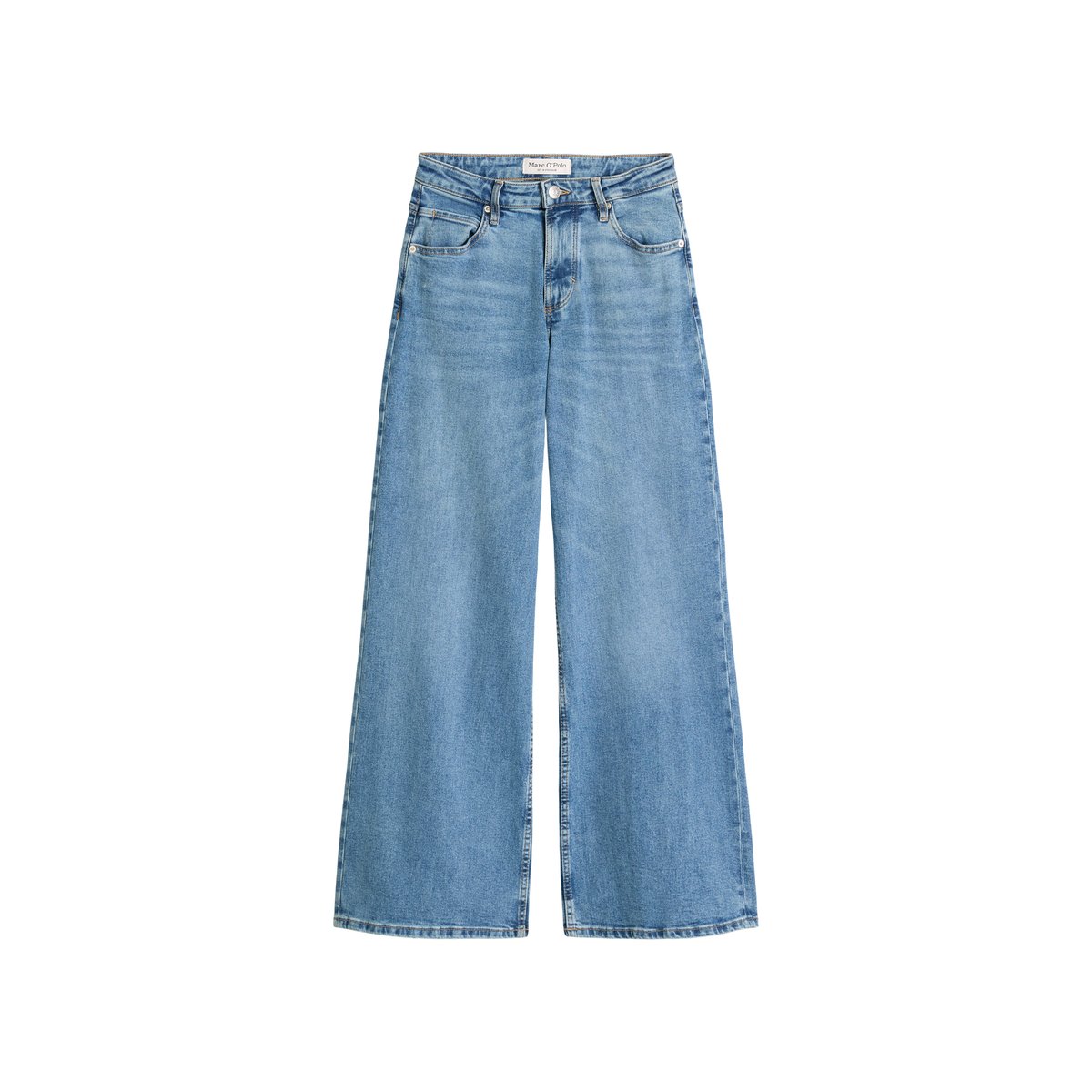 Jeans modèle Lania large en coton organique et polyester stretch bleu clair, MARC O'POLO