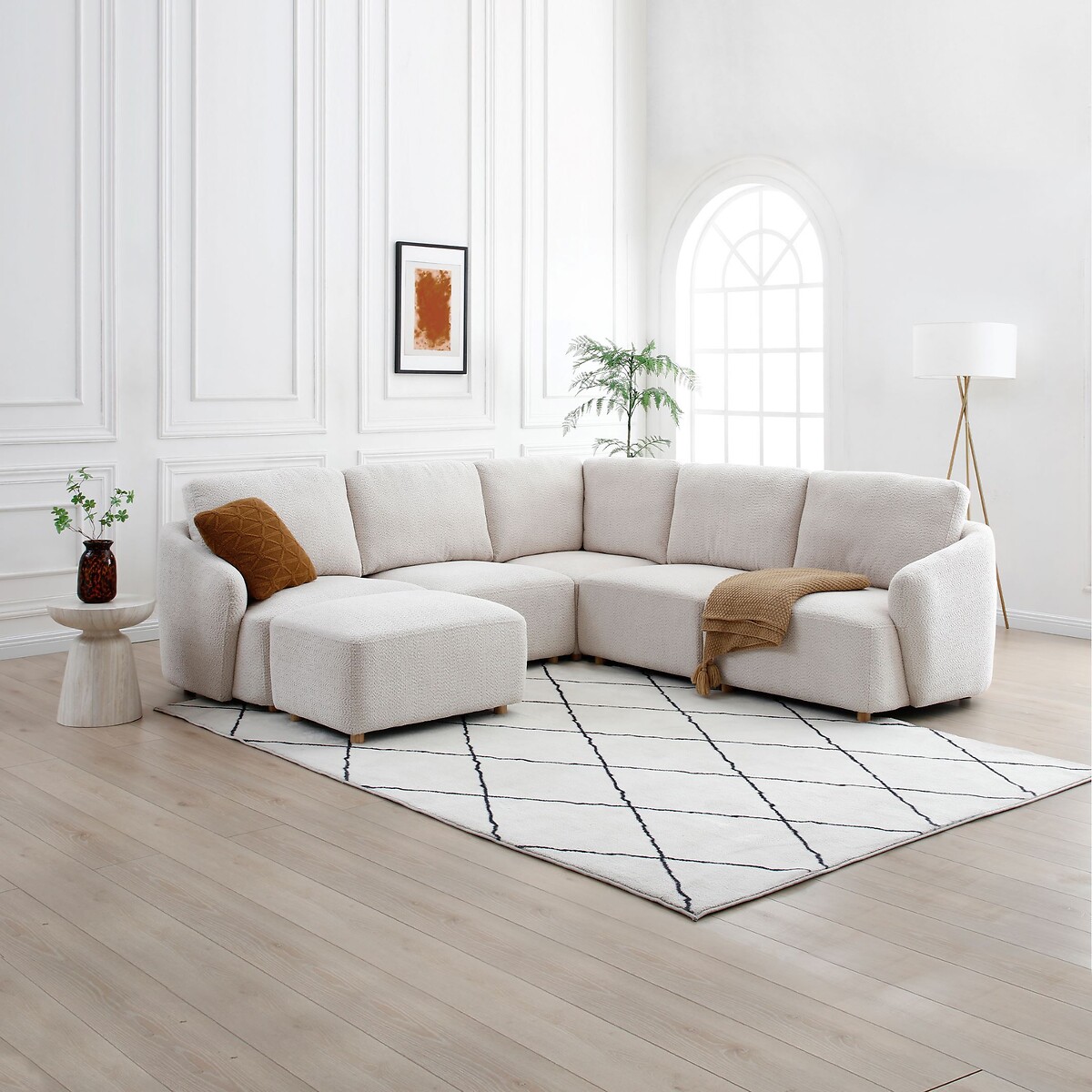 Corbin Boucle Modular Armless Chair Unit ecru , SO'HOME