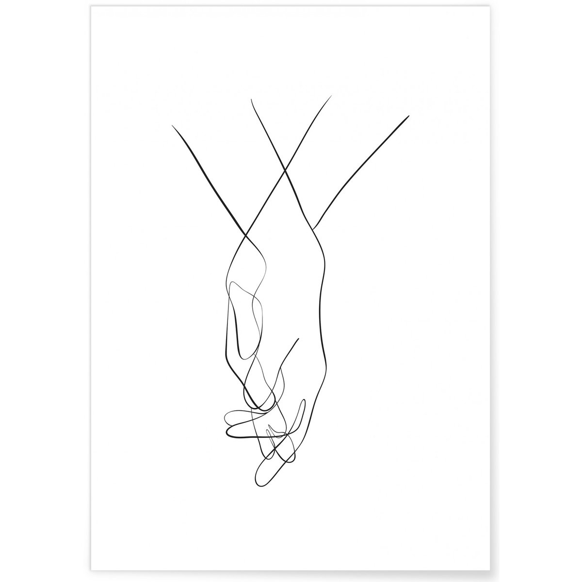 Affiche Line Art Mains 2 blanc, L'AFFICHERIE