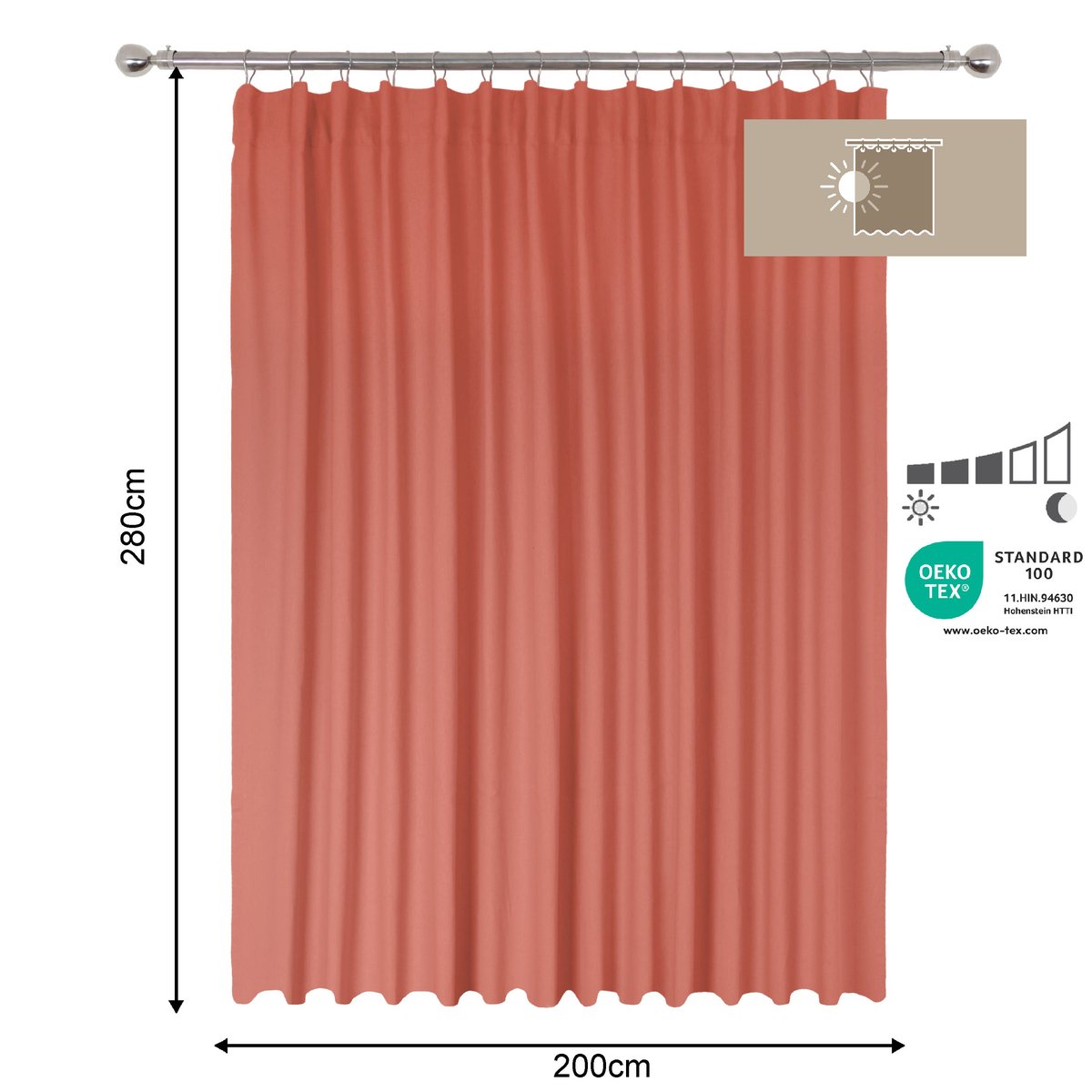 Rideau tamisant coton, KALPE orange, INSPIRE