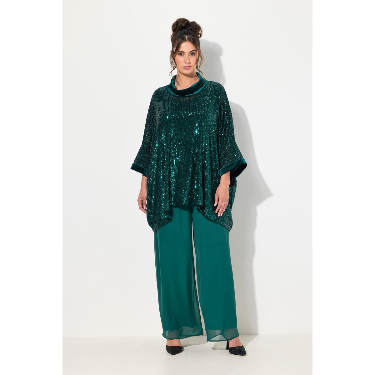 T-shirt oversized à paillettes vert foncé, ULLA POPKEN