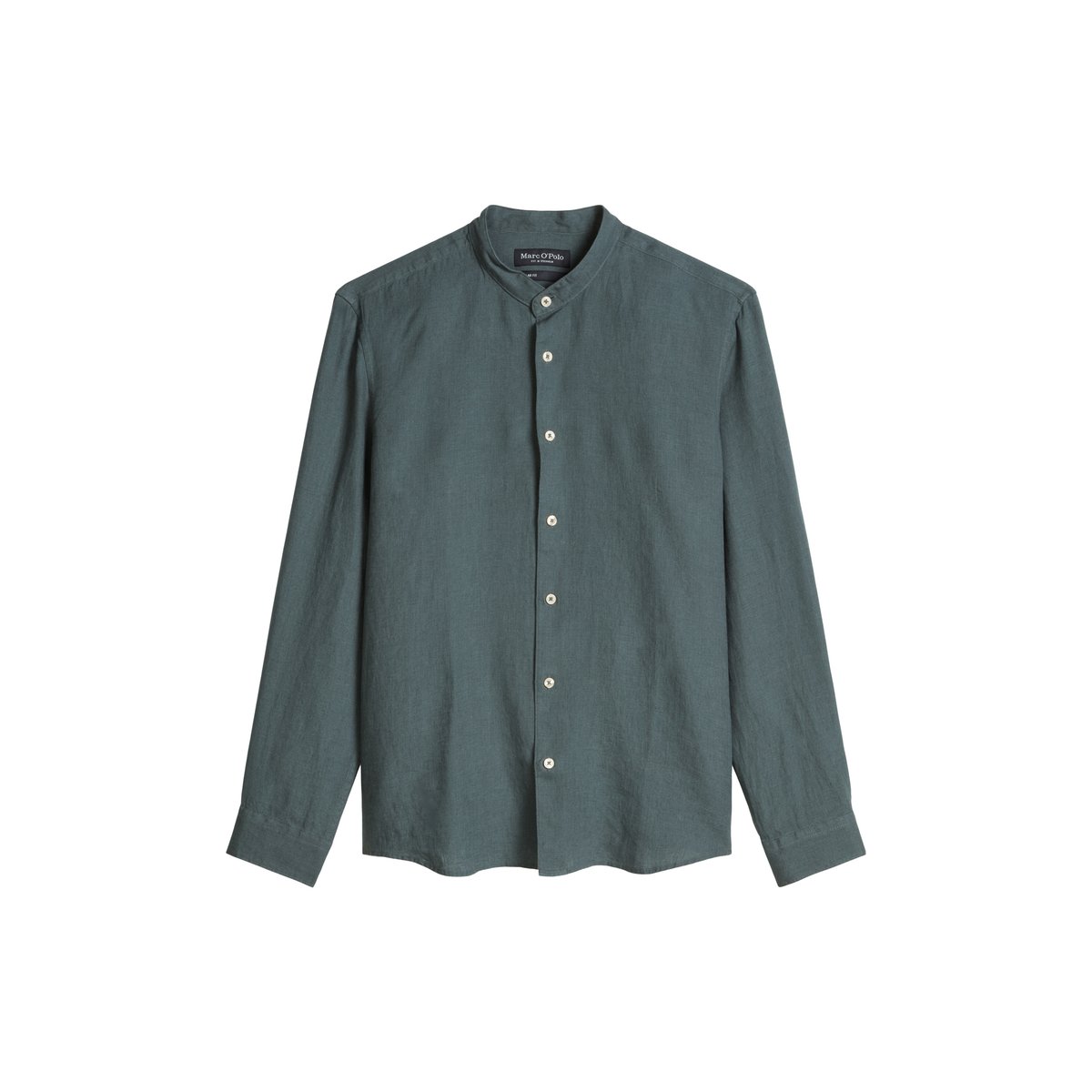 Chemise à col droit regular en pur lin anthracite, MARC O'POLO
