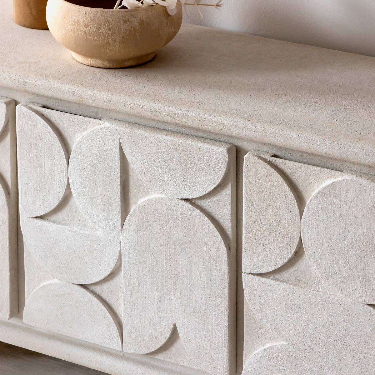 Buffet en bois effet béton DANAÉ blanc, MADE IN MEUBLES