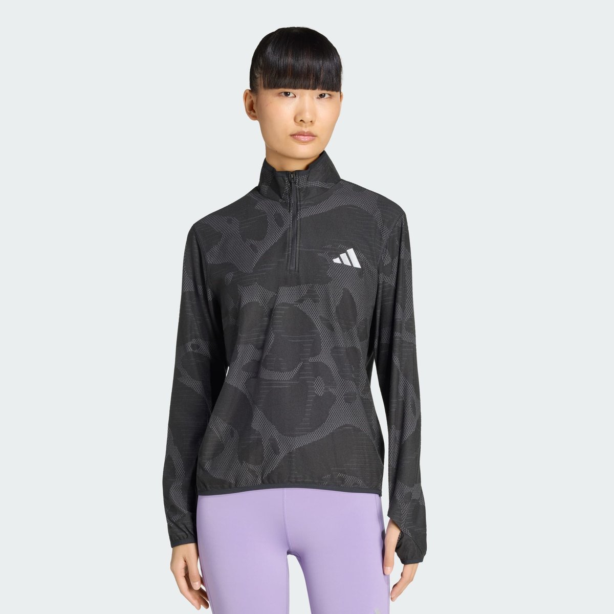T-Shirt De Running Demi-Zip Adi365 T-Shirt De Running Demi-Zip Adi365 black / grey five, adidas Performance