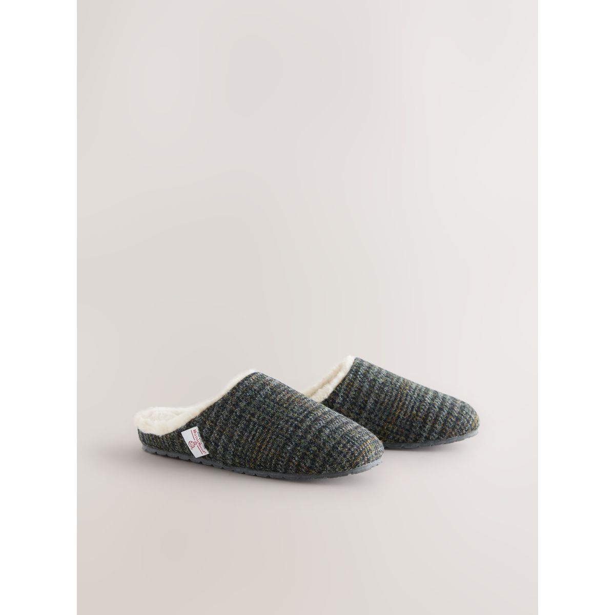 Chaussons mules en tweed harris Signature bleu marine, NEXT