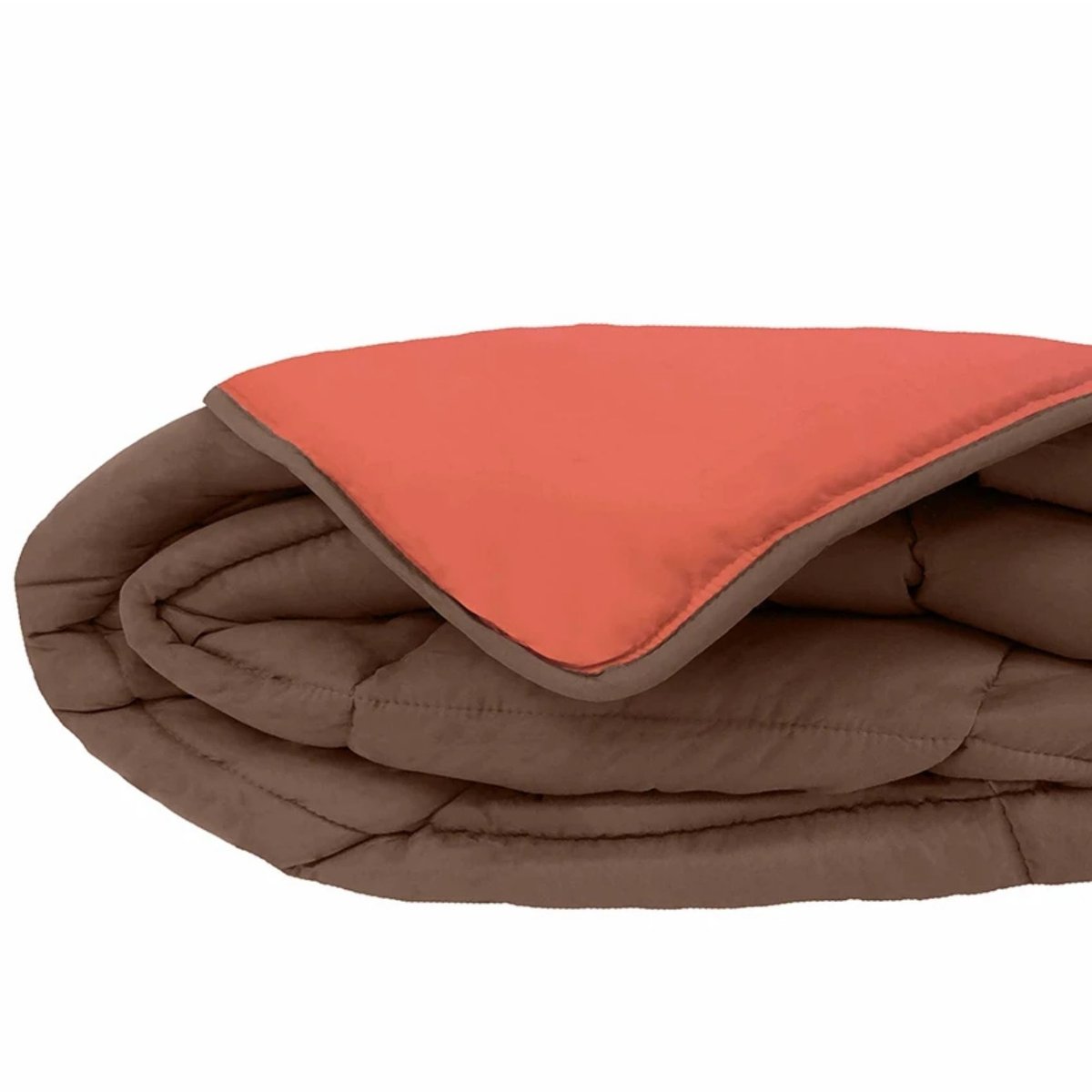 Couette chaude microfibre bicolore 400 gr/m2 orange corail, TOISON D OR