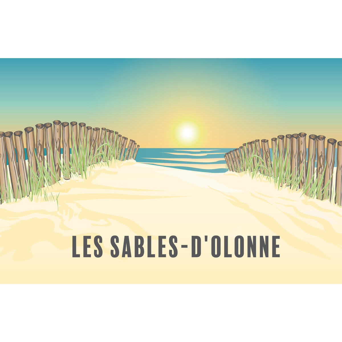 Tableau Mural Illustration Chemin Sables-d'olonne PLAGE tableaux sur toile-beige, CEANOTHE