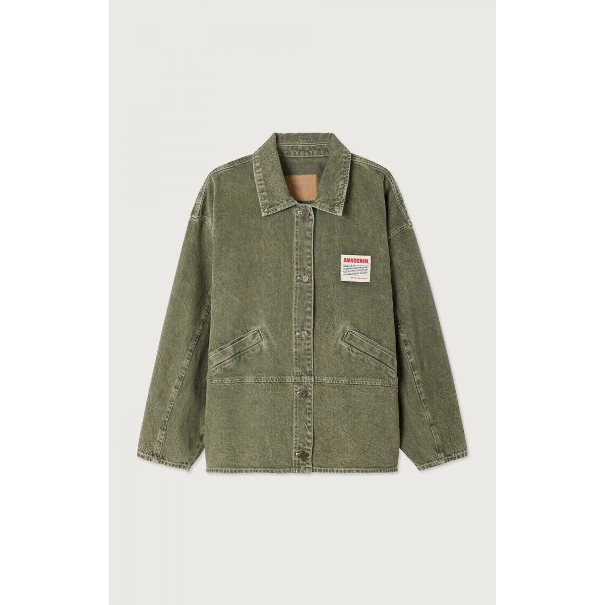 Uzatown Denim Oversize Jacket with Button Fastening olive, AMERICAN VINTAGE