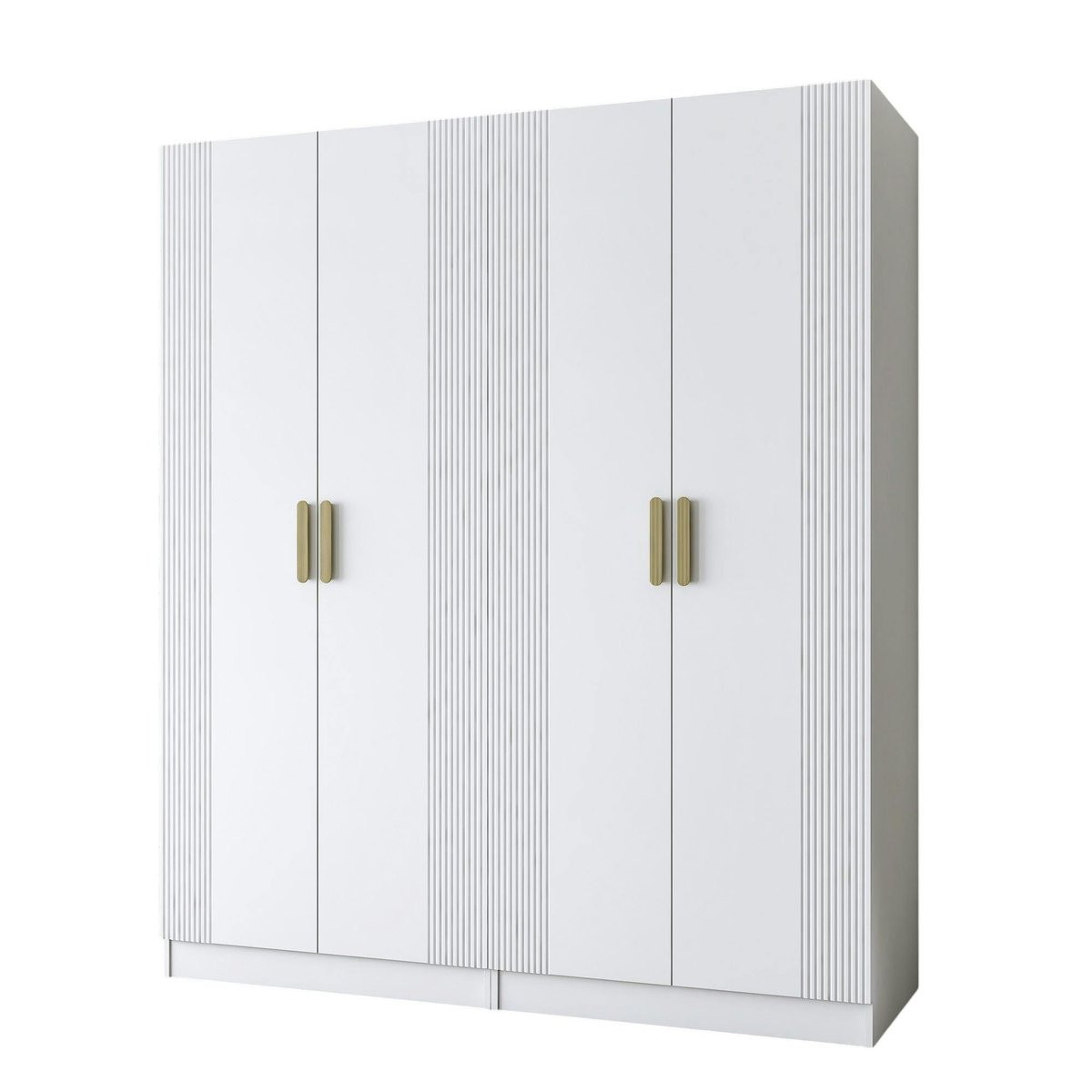 Armoire penderie blanche rainurée 4 portes 2 tringles BYRON blanc, PIER IMPORT