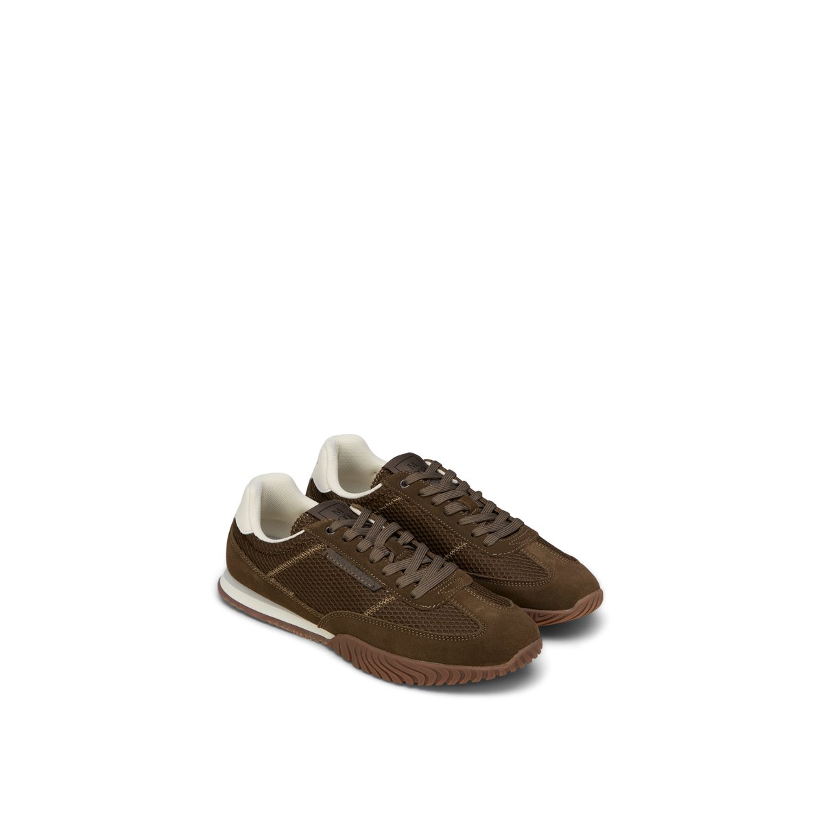 Baskets Modèle Gustaf en cuir et polyester marron foncé, MARC O'POLO
