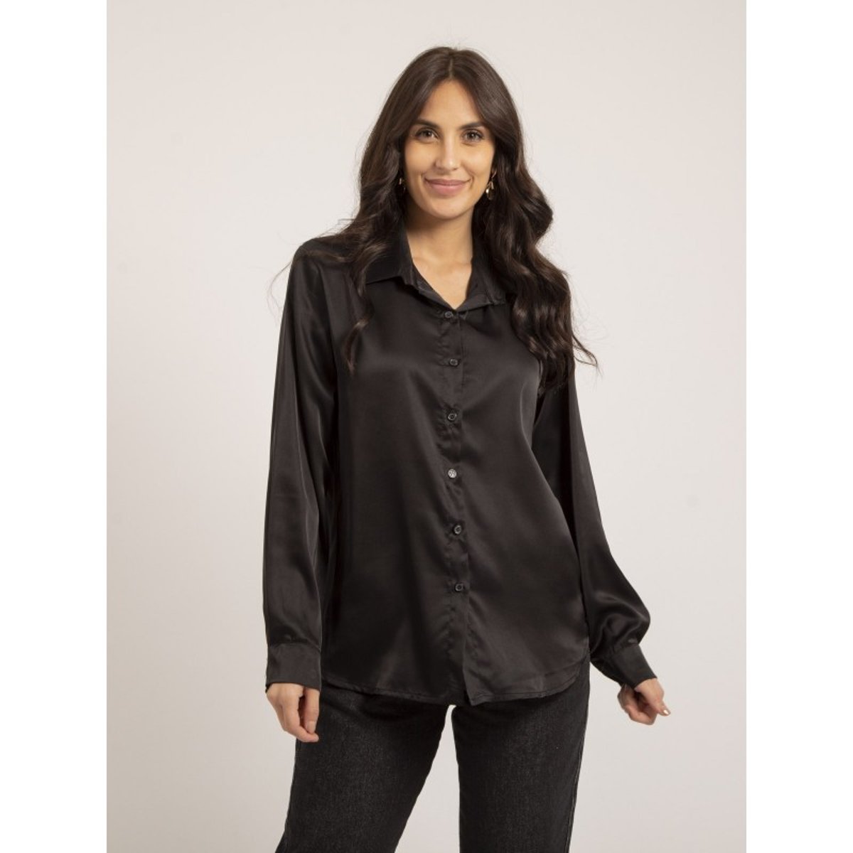 Chemise Satin Onolia noir, DONA LISA
