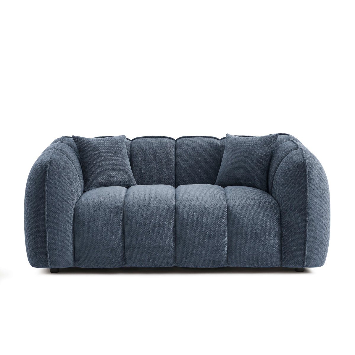 Canapé droit 2 places en tissu MATILDA bleu, SORELH