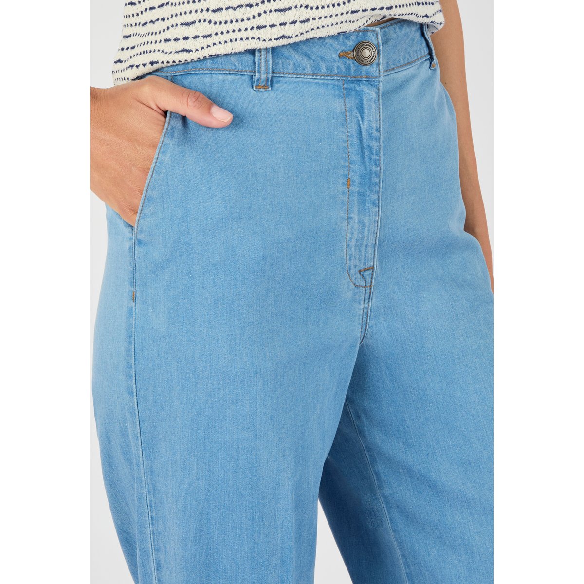 Pantalon mélange Lyocell Tencel(TM) bleu denim pastel, DAMART