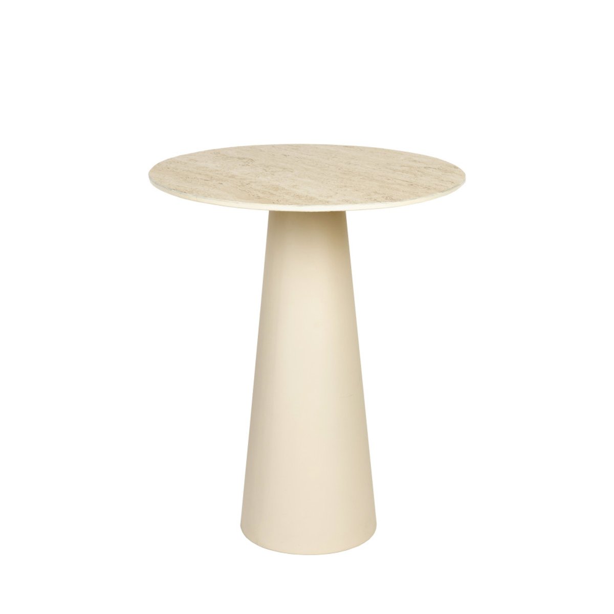 Table d'appoint ronde effet travertin  40cm H52cm- JOYA beige, DRAWER