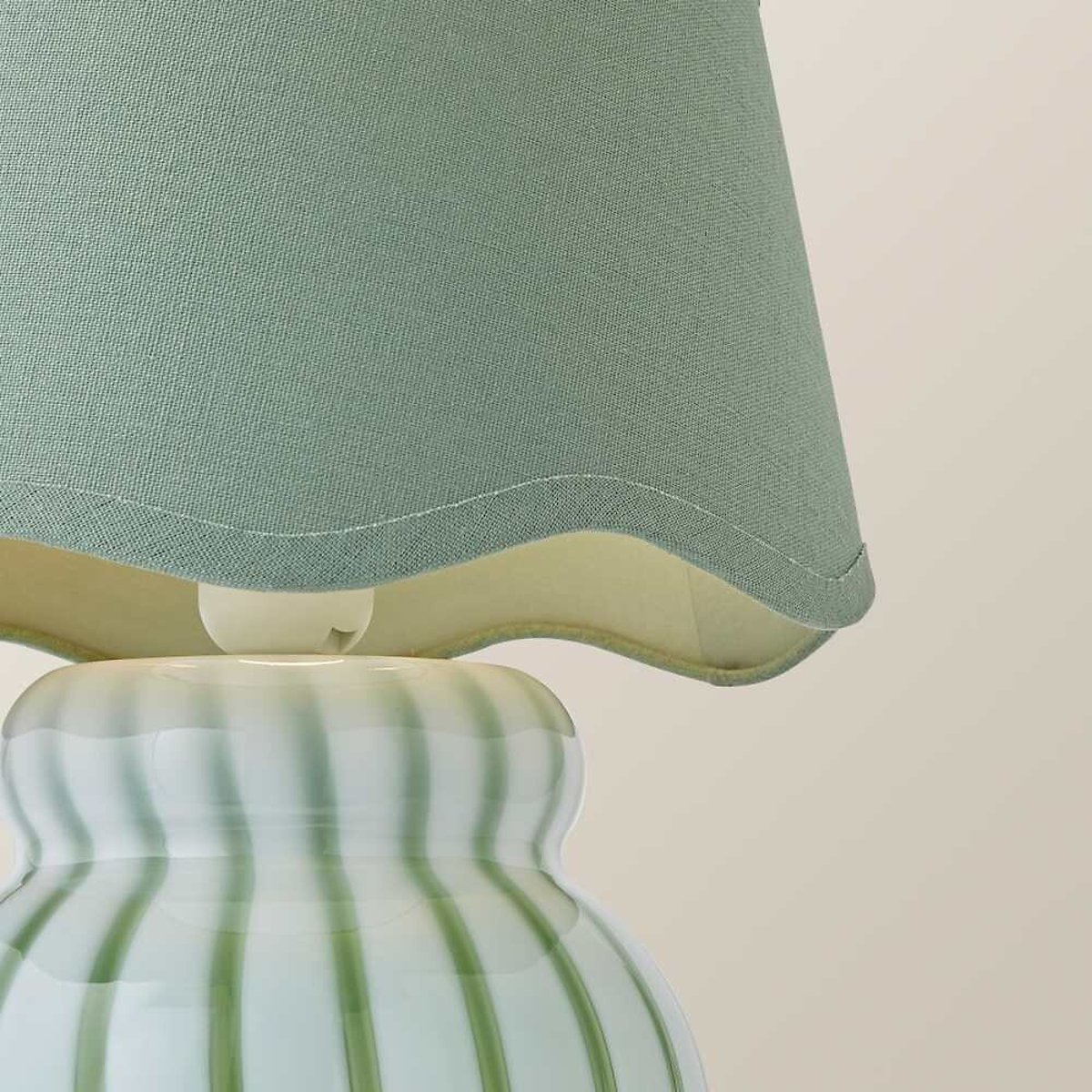 Toffee Stripe Glass Table Lamp with Scallop Shade green, SO'HOME