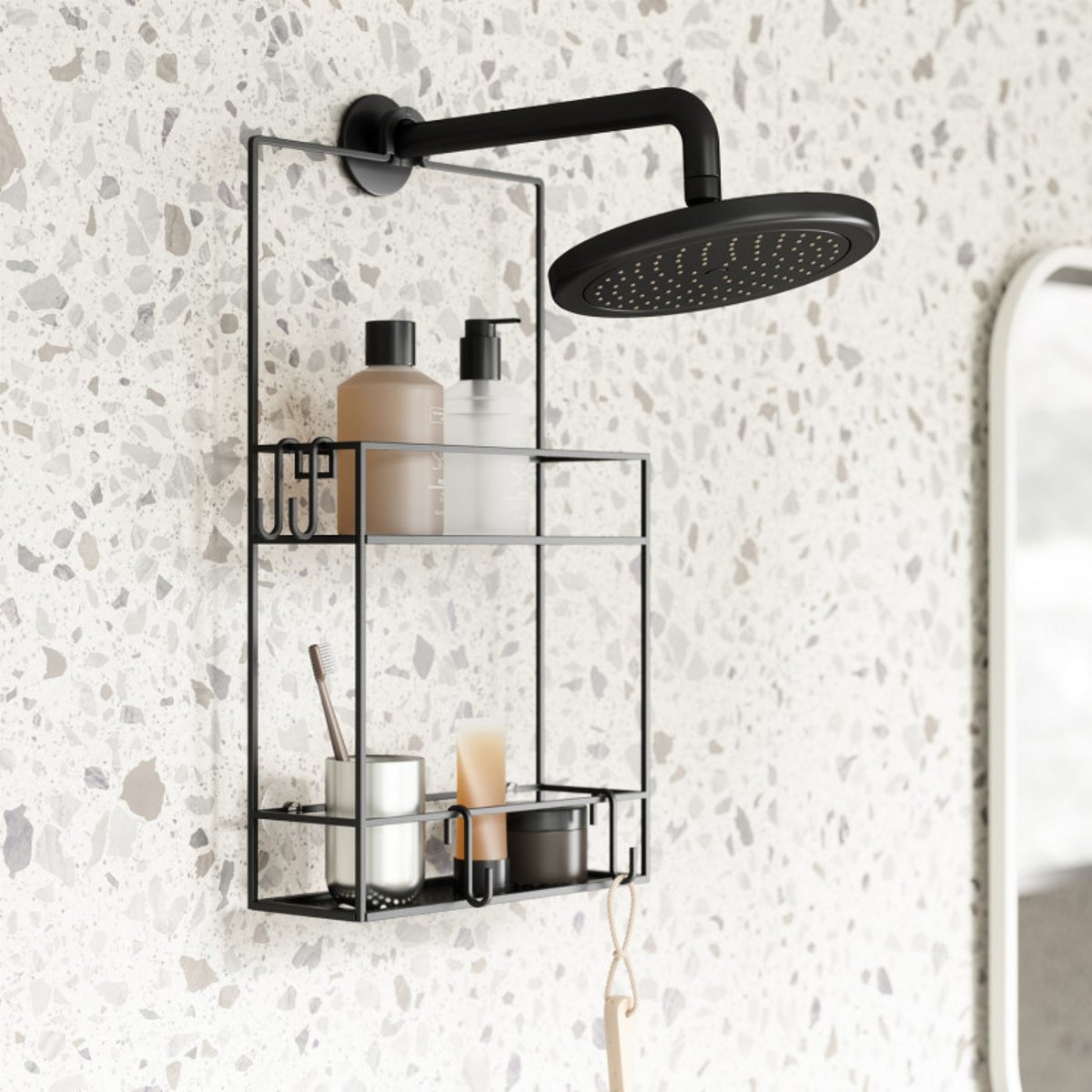 Étagère de douche design CUBIKO noir, UMBRA