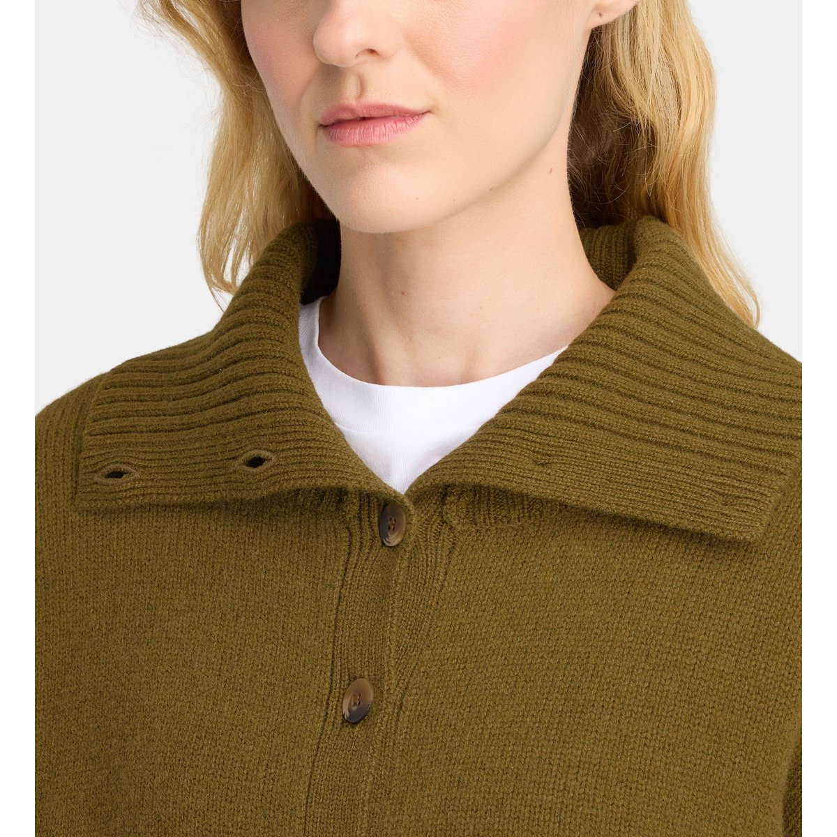 Cardigan droit court fjord maille laine vert, GALERIES LAFAYETTE