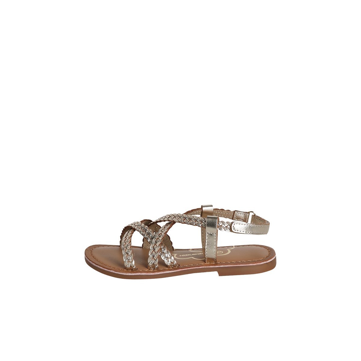 Sandales cuir tresses or, VERTBAUDET