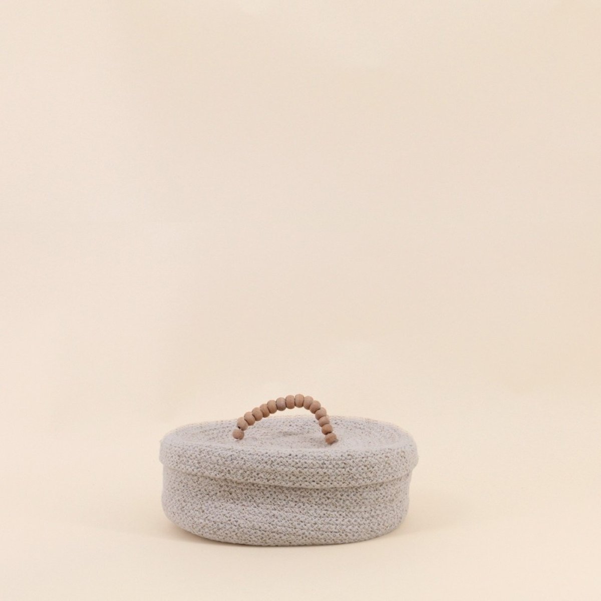 Panier ovale en coton avec couvercle 25x20cm beige, ORNAMI
