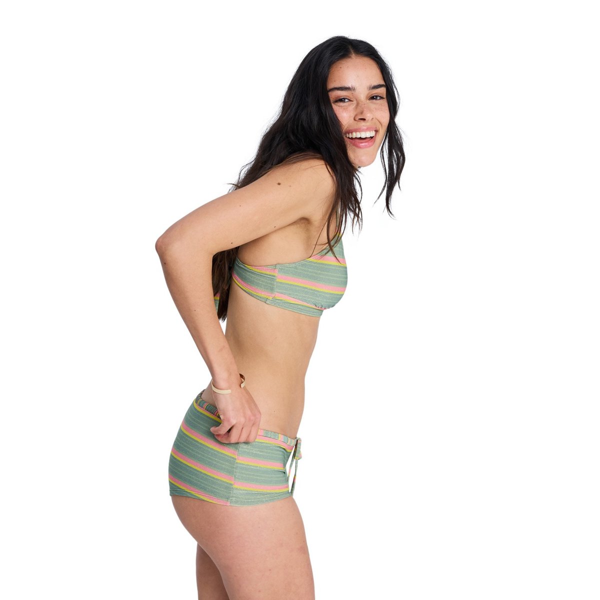 Bas de maillot de bain culotte bikini Shorty OCEAN DREAMER CLASSIC SHORTY. vert oil green say it with stripes, ROXY