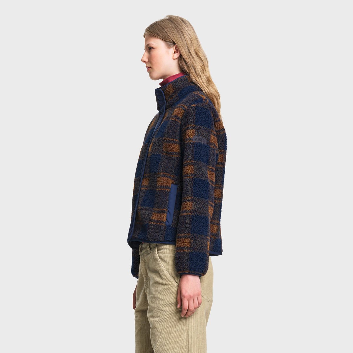 Polaire sherpa jacquard à carreaux doublure nylon bleu marine, AIGLE
