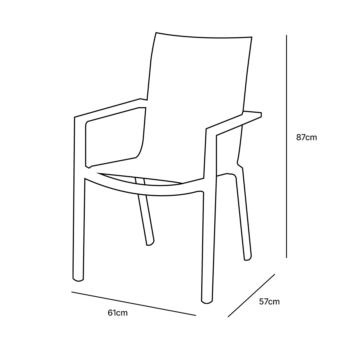 Fauteuil en aluminium, assise textilène STAR noir, WILSA GARDEN