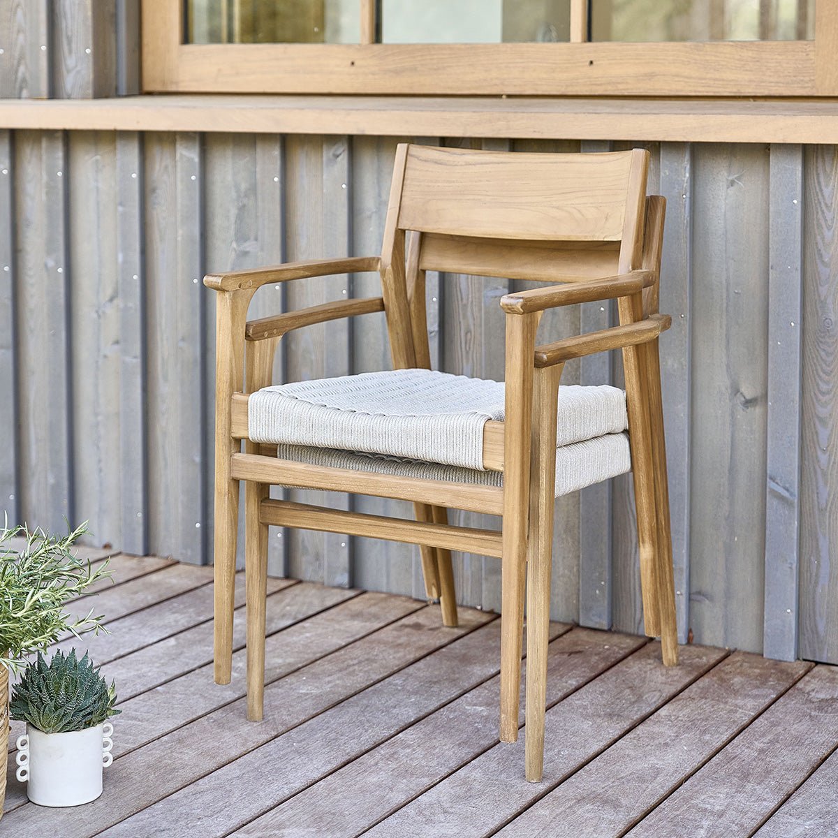 Fauteuil de jardin en teck massif et cordage LIVIE beige, BERAH GETAH