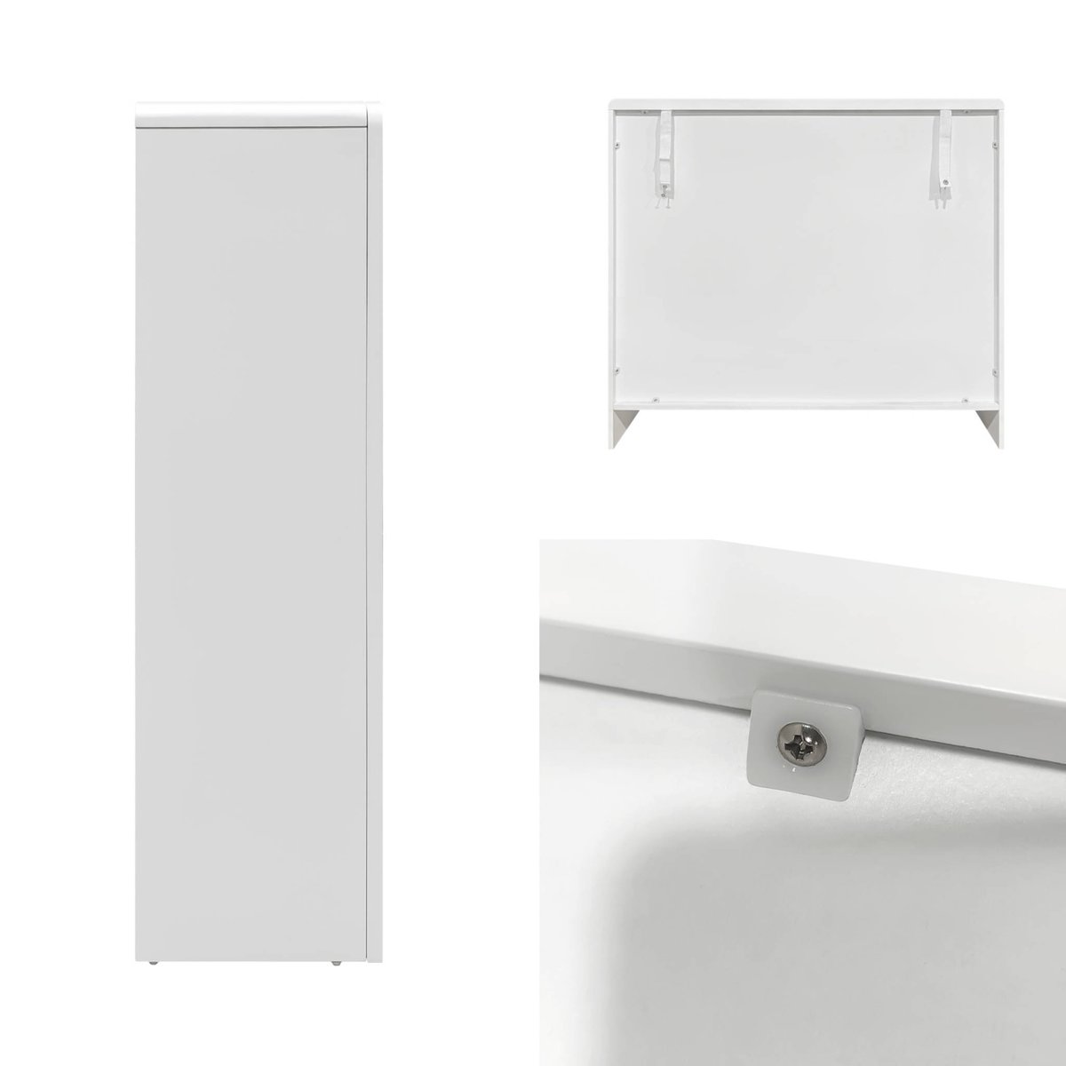Buffet organique décor bois 4 compartiments 90cm THESSA blanc, SWEEEK