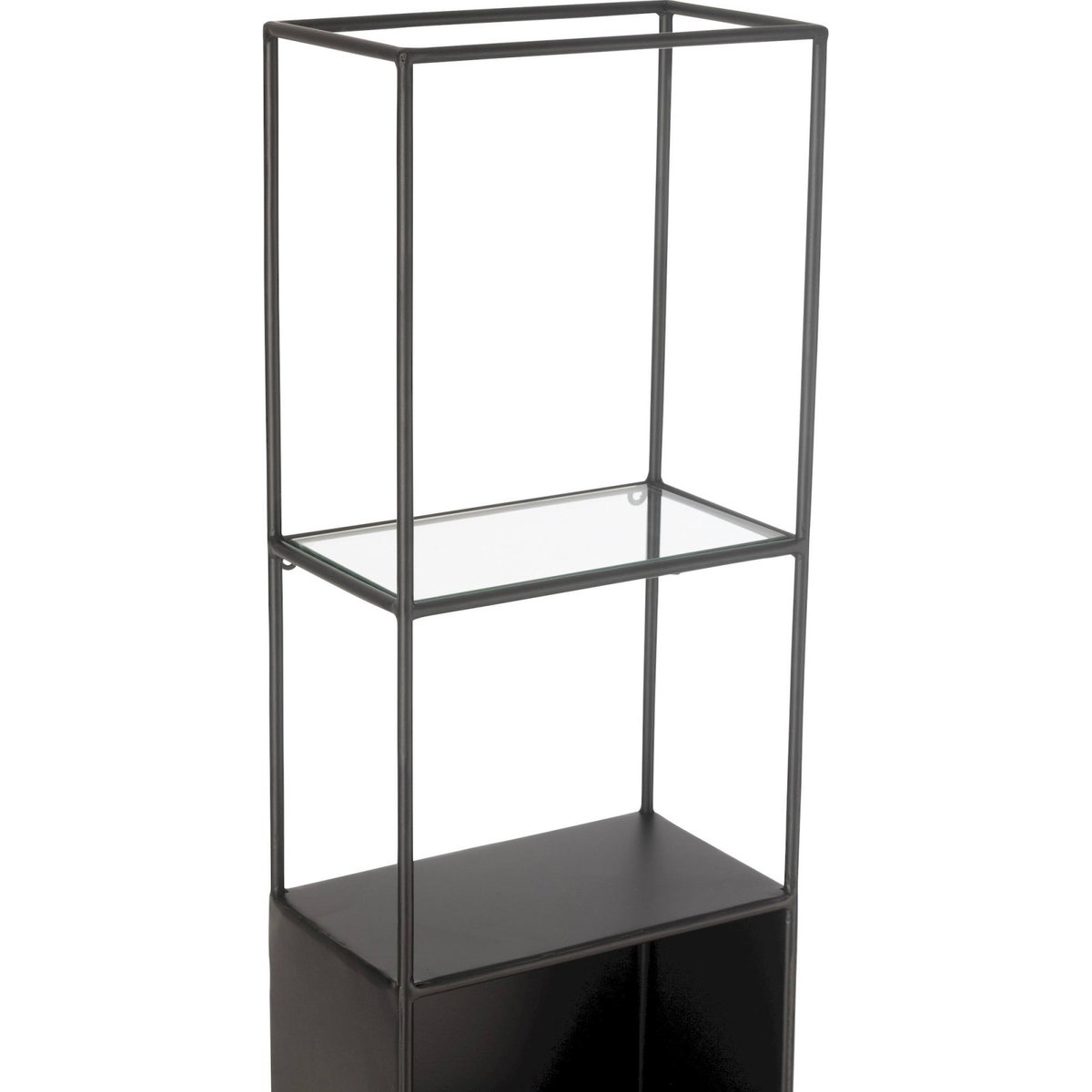 Étagère rectangulaire en métal et verre noir mat et verre transparent, RECOLLECTION