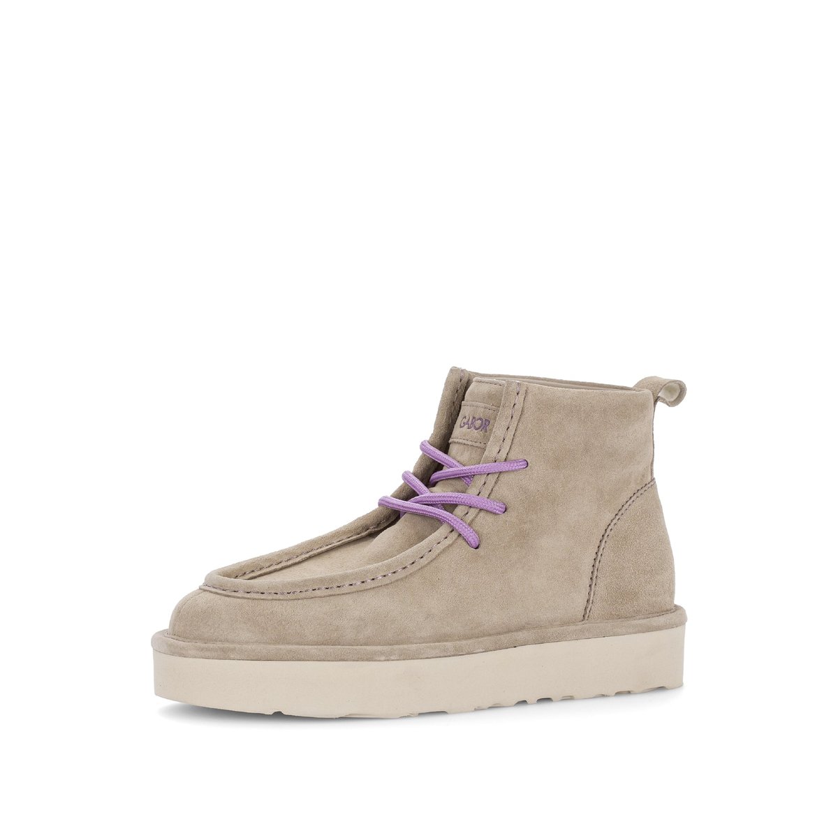 Bottines en cuir à talon compensé beige velours, GABOR