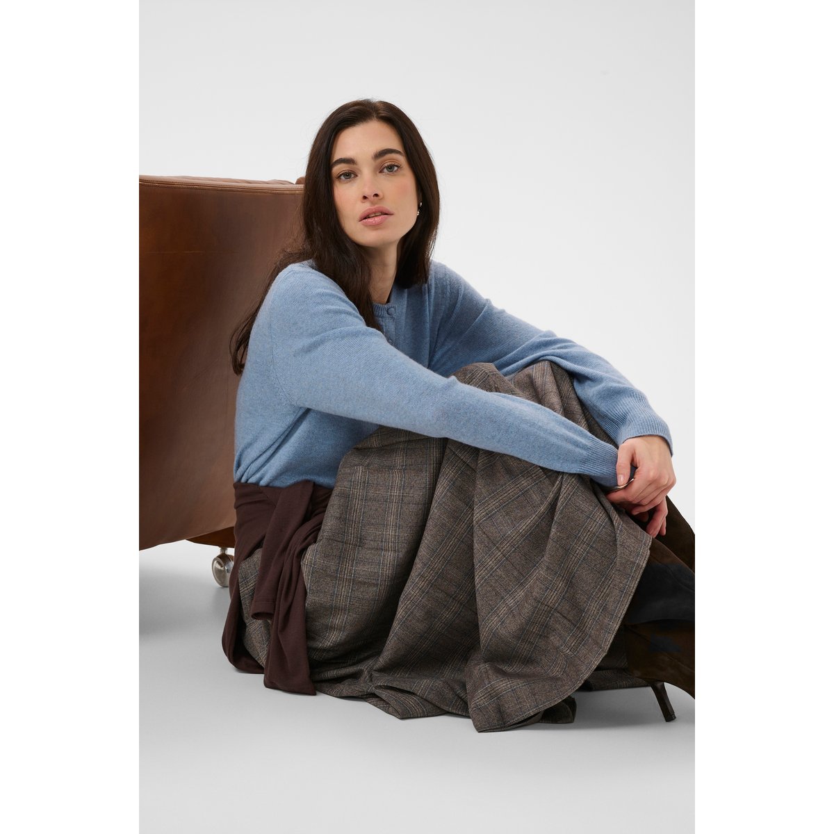 Jupe - tissage léger marron brown check, CULTURE