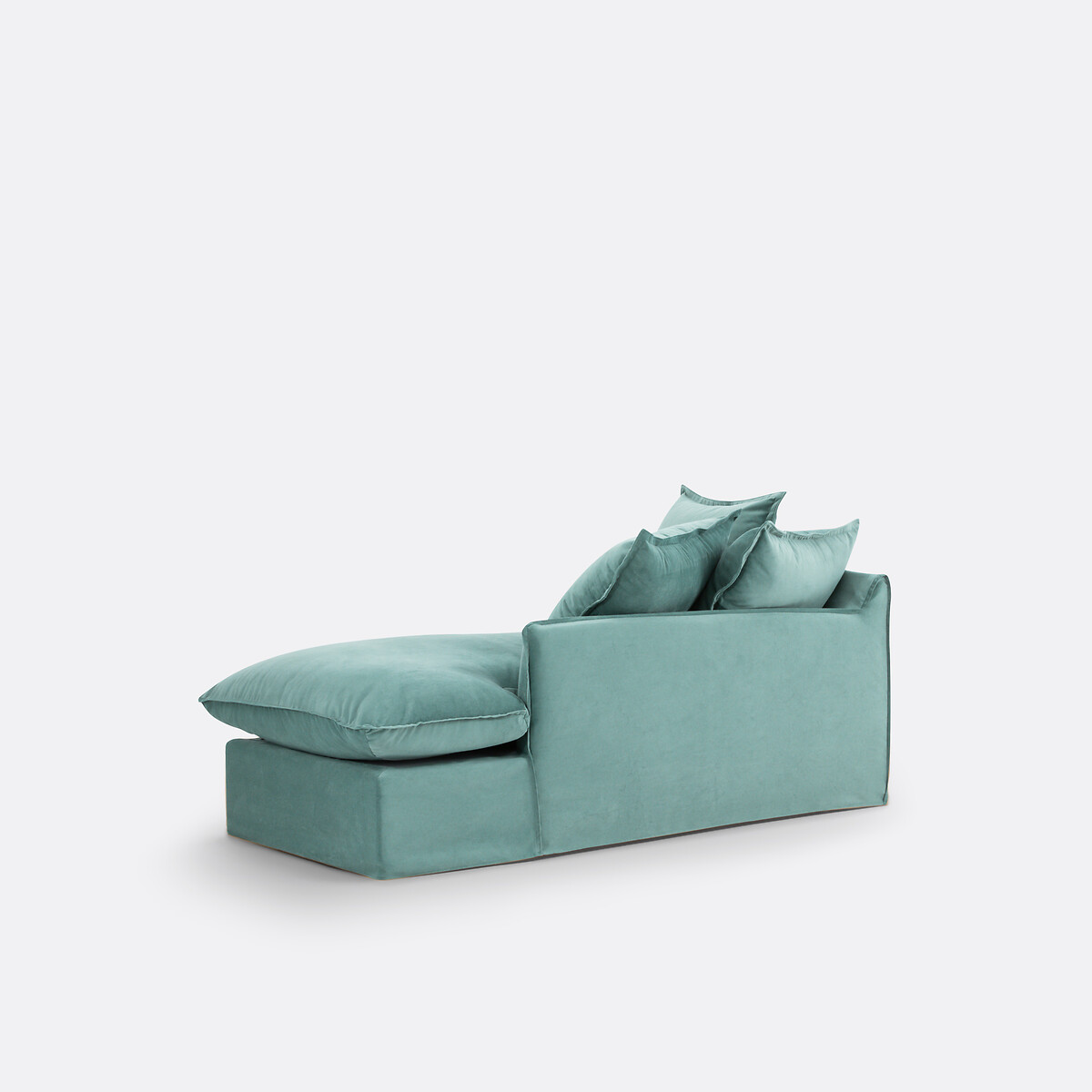 Rechte fluwelen longchair met afneembare hoezen, ODNA celadon blauw, LA REDOUTE INTERIEURS