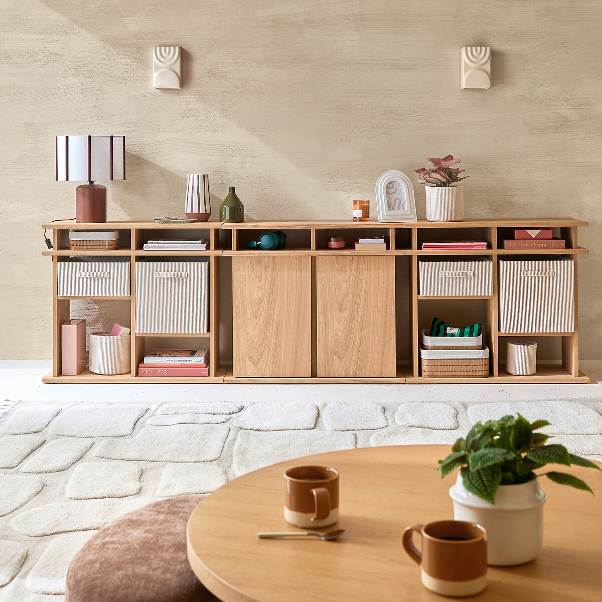 Buffet bas plaqué chêne, ABAC coloris chêne, LA REDOUTE INTERIEURS